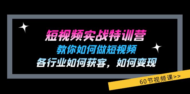 短视频实战特训营：教你如何做短视频，各行业如何获客，如何变现 (60节)-轻创淘金网