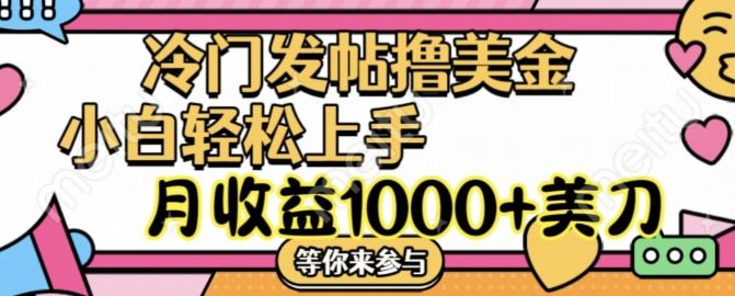 冷门发帖撸美金项目,月收益1000+美金,简单无脑,干就完了【揭秘】-轻创淘金网