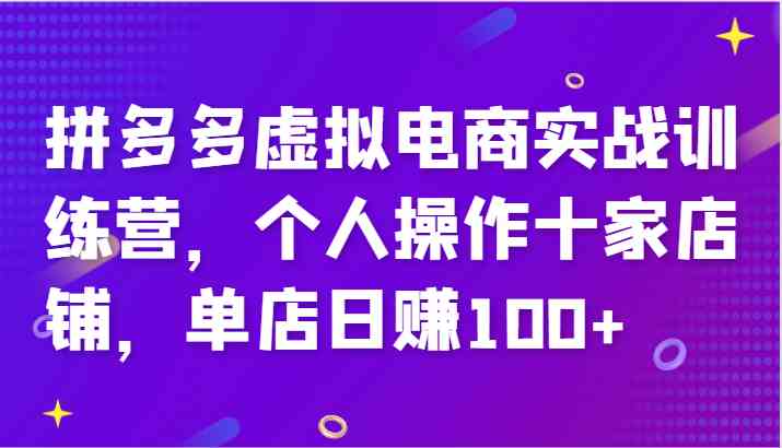 拼多多虚拟电商实战训练营,个人操作十家店铺,单店日赚100+-轻创淘金网