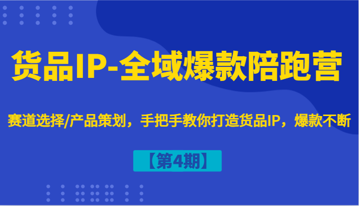 货品IP-全域爆款陪跑营【第4期】赛道选择/产品策划,手把手教你打造货品IP,爆款不断-轻创淘金网