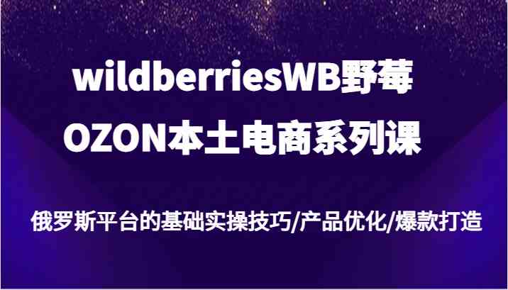 wildberriesWB野莓/OZON本土电商系列课,俄罗斯平台的基础实操技巧/产品优化/爆款打造-轻创淘金网