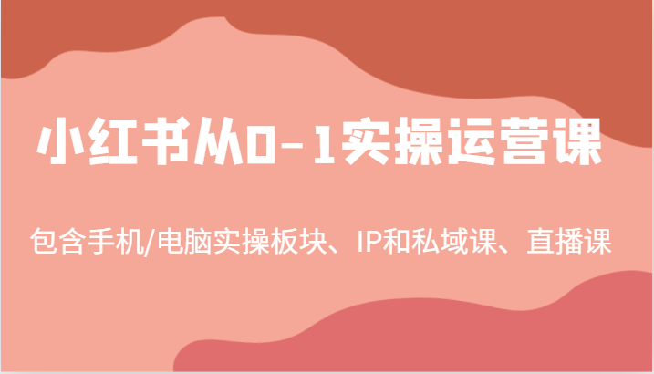 小红书从0-1实操运营课,包含手机/电脑实操板块、IP和私域课、直播课(97节)-轻创淘金网